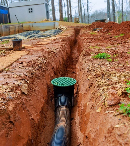 view of sewer line being installed